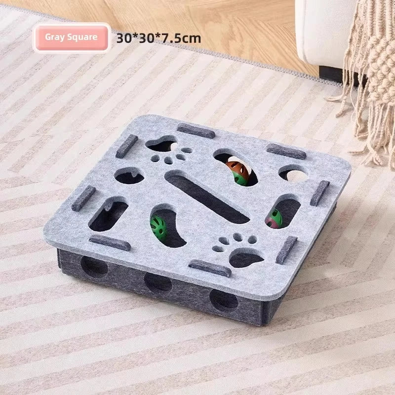 Cat Puzzle Toy Felt Puzzle Box Cat Exercise Toy with Ball Indoor
