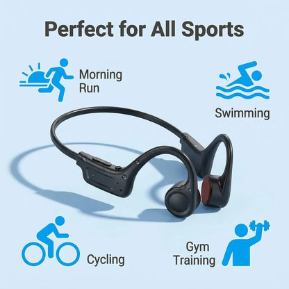 Bone Conduction Headphones, Wireless Open-back Earbuds, 15-hour Battery Life, Bluetooth 5.4, HiFi Stereo Sound, Waterproof, Nois