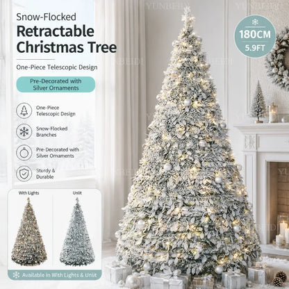 Integrated Foldable Christmas Tree with Ornaments LED Lights High-end Christmas Tree 150cm/180cm Home Christmas Party Decoration