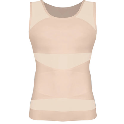 Mens Slimming Body Shaper Vest Gynecomastia Compression Shirts Tummy Control Sleeveless Undershirts Criss Cross Mesh Underwear