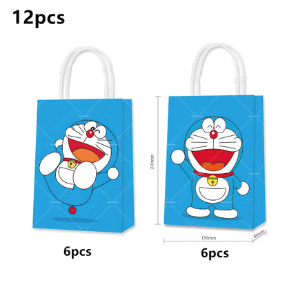 Doraemoned Balloons Cartoon Blue Jingle Cat Party Decoration Supplies Happy Birthday Banner Disposable Tableware Kid Cake Topper