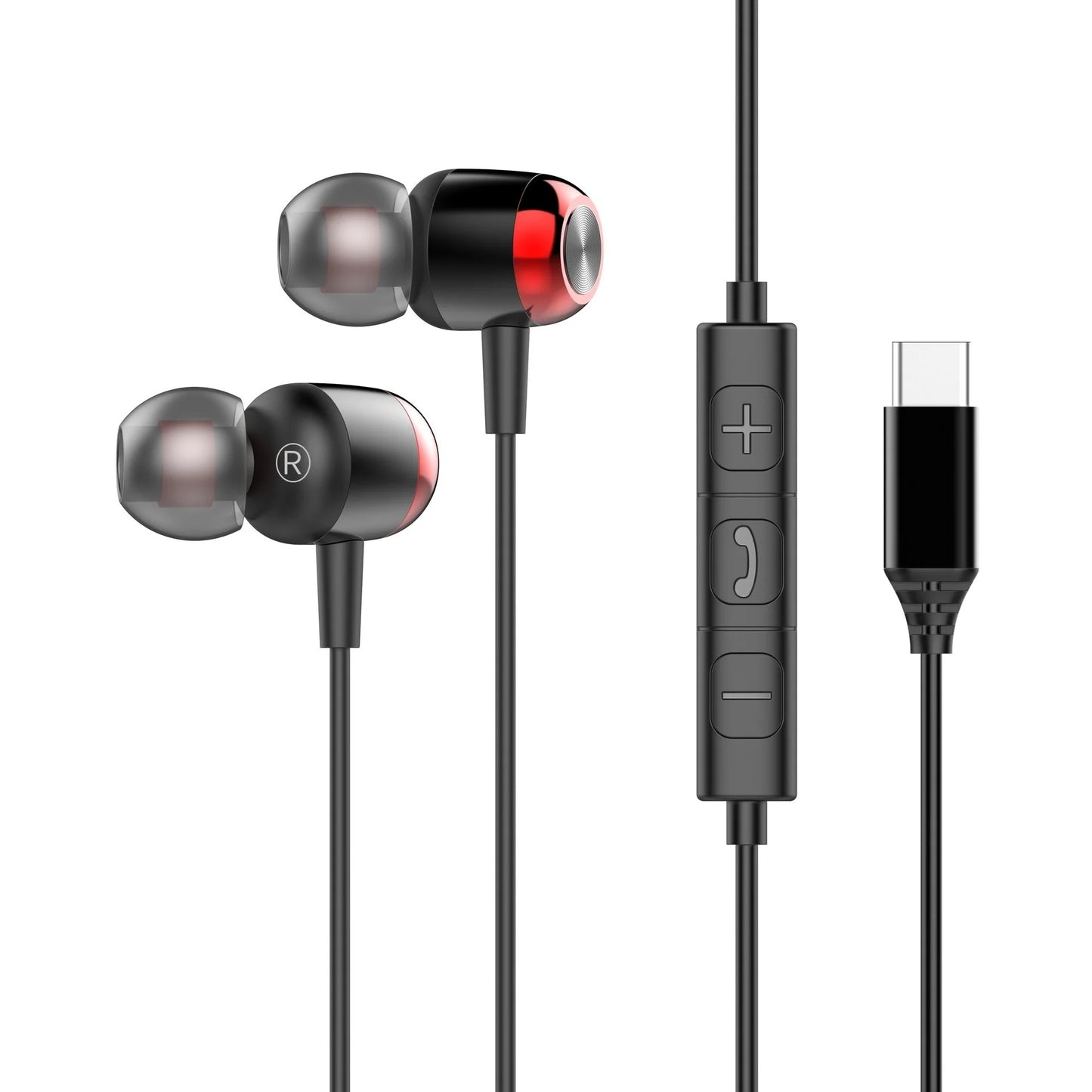 EARDECO TypeC/3.5mm Wired Headphones with Mic Volume Control Music Headset with Bass Phone Earphones for Samsung Huawei Xiaomi