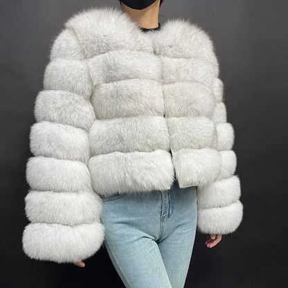 2023 Natural Real Fox Fur Coat Women Winter Warm Luxury Fur Jacket Detachable Long Sleeves Female Vest Furry Coats Outerwear