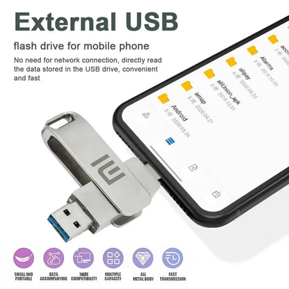 High Speed USB 3.0 Flash Drive 16TB Metal Pendrive U Disk 2TB OTG Memory Stick Portable USB For Xiaomi Laptop Digital Equipment