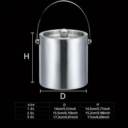 For Ice Bucket Wine Beer Champagne KTV Party Cooler 1.6L/2L/3L Stainless Steel Insulated