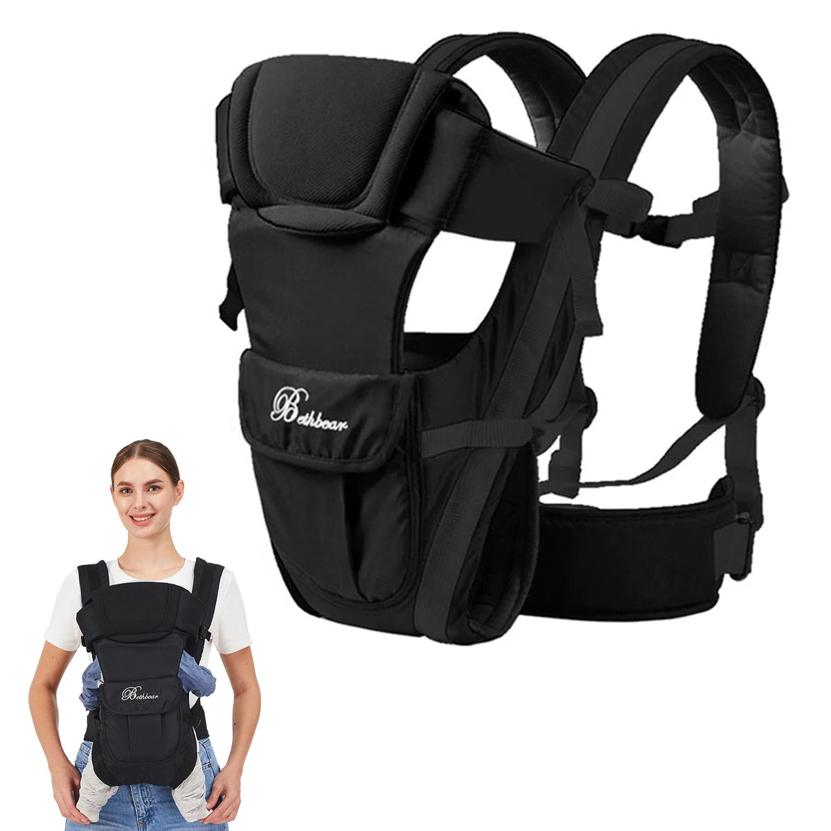 Baby Sling Carrier, 4-in-1 Ergonomic Baby Backpack Carrier, Easily