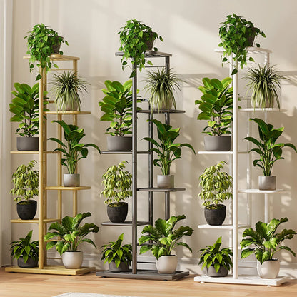 Multi-Tier Rolling Plant Stand, 3 Tier Metal Plant Shelf with Wheels, Space-Saving Plant Organizer for Balcony, Living Room, Kit