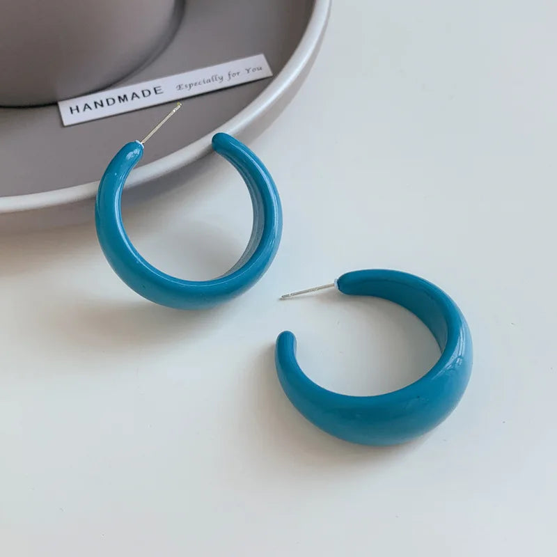 Simple Big Round Star Heart Hoop Earrings For Women Geometric Plastic Exaggerated Earring Hyperbole Trendy Ring Earrings Jewelry