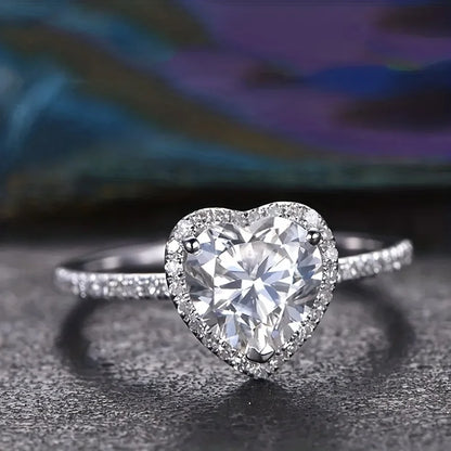 Exquisite Romantic Engagement Jewelry 3 Prong Heart Rings For Women Wedding Party Valentines Gift