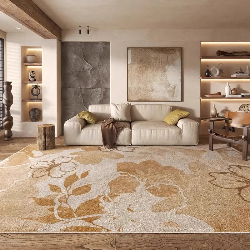 Large Living Room Carpet Retro-style High-end Aesthetic Bedroom Fluffy Bedside Rug Creative Unique Artistic Coffee Table Mats 러그