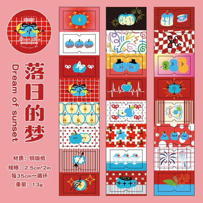 25mm * 2m/roll Apple Fantasy series Kawaii die cut label stickers DIY scrapbook decoration diary Junk Journal aesthetic stickers