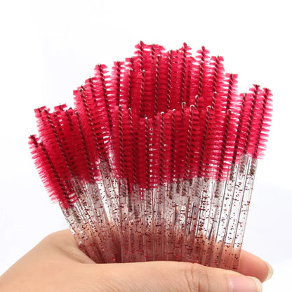 New 5/25/50Pcs Wholesale Crystal Eyelashes Brush Applicator Eyelash Brushes Plastic Mascara Wand Lashes Extension Makeup Beauty