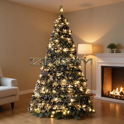 150CM Foldable Christmas Tree with Decorative Lights EU UK US Plug PVC Material for Dining Rooms Christmas Gifts