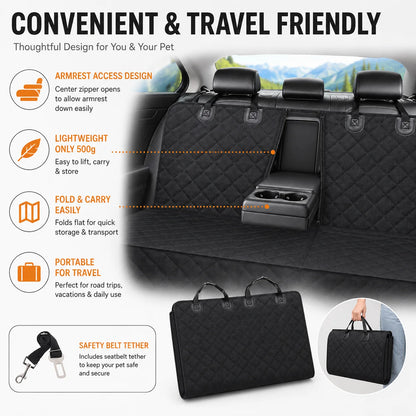 Waterproof Dog Car Seat Cover Rear Bench Pet Seat Protector Lightweight Quilted Back Seat Mat for Dogs Cats SUVs Cars Trucks