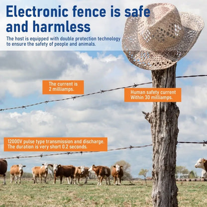 A69edigital 12KV Electric Fence ,Waterproof, Electric Fence Kit For Farm Animals, Poultry, Ranches And Gardens EU Plug