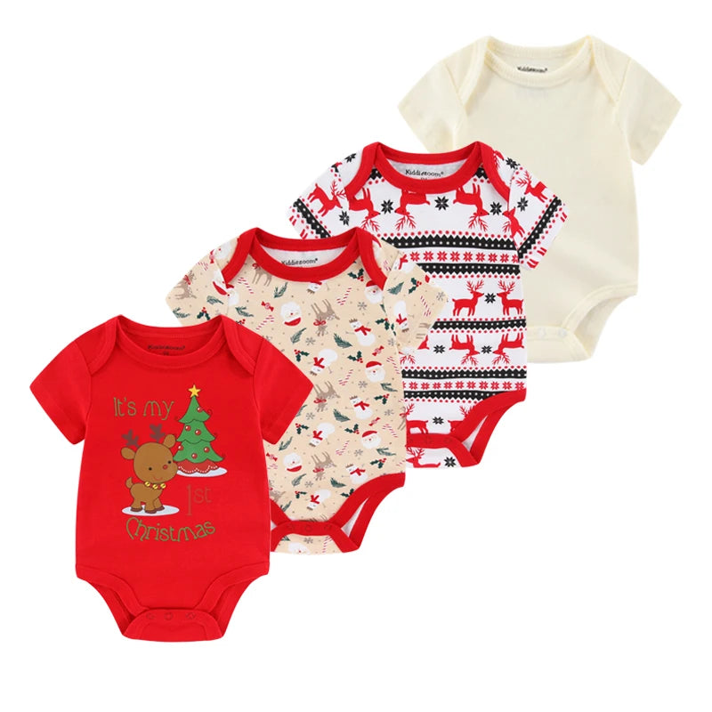 4pieces Newborn Baby Boy Clothes Cartoon Cotton Romper Summer Short