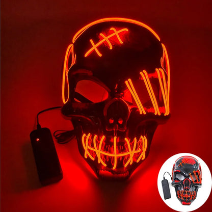 Evil Skull Mask Halloween Carnival Masquerade Haunted House Scary Decoration Cosplay Skeleton Scary Theme Party Light Up Mask