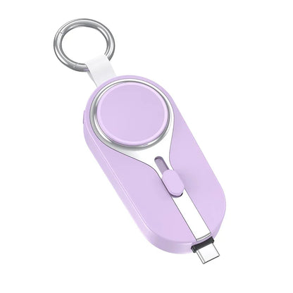 Mini Emergency Keychain Power Bank 2-in-1 Wireless Charging Watch Mobile Power Supply for Apple Watch and iPhone Xiaomi Samsung