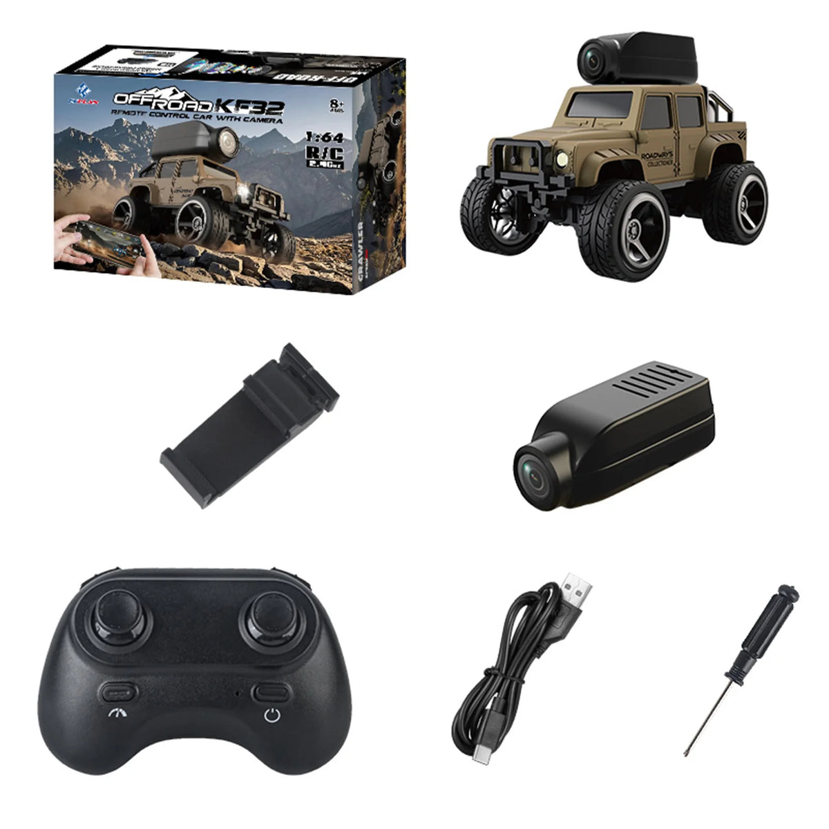 KF32 Mini RC Car High Speed Racing Vehicle With 720P FPV Camera 1/64 2.4G Reomte Contorl Car Wifi APP Control Toy Gift For Kids