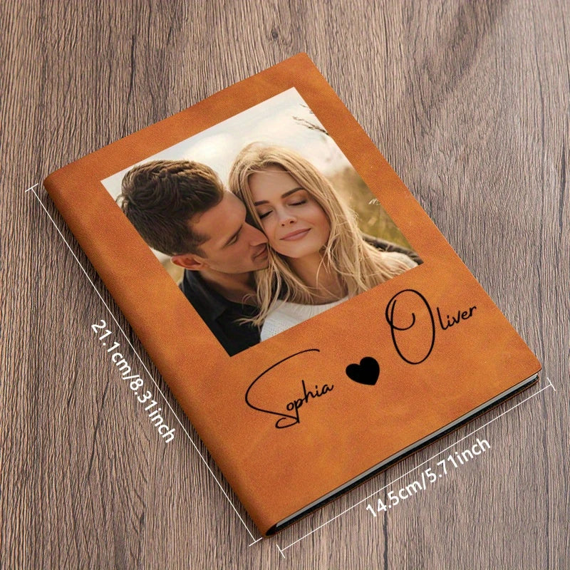 Customizable A5 Personalized Notebook - Personalized Your Name And Photo Couple Portrait