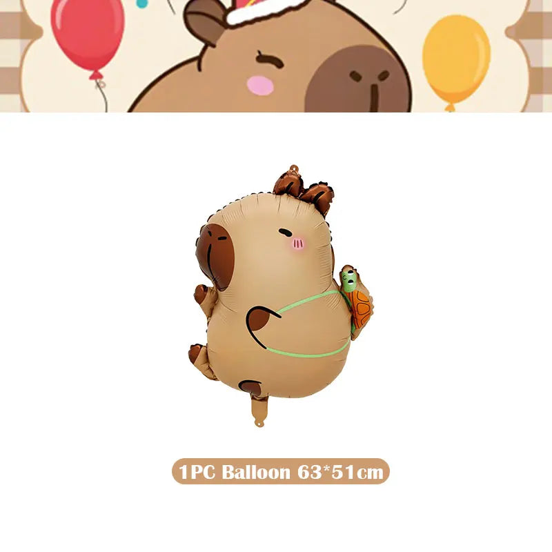Capybara Decoration Birthday Party Favors Tableware Set Cup Plate Balloons Gift Bags Happy Banner Cake Topper Supplies for Girls