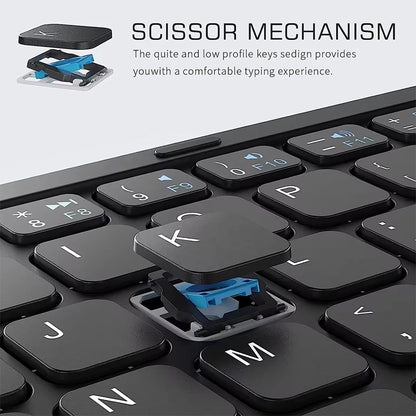Foldable Bluetooth-Compatible Keyboard with Large Touchpad Pocket-Sized Keyboard Ultra Slim Keyboard for Android/IOS/OS/Win/HMS