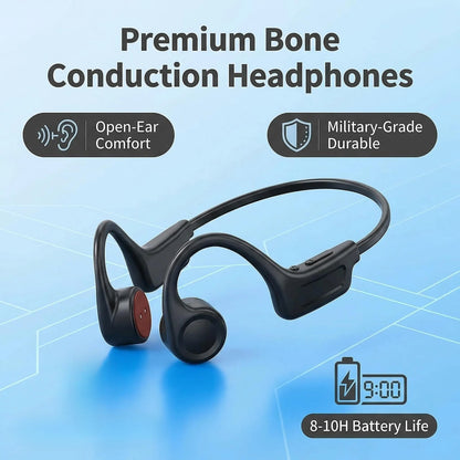 Bone Conduction Headphones, Wireless Open-back Earbuds, 15-hour Battery Life, Bluetooth 5.4, HiFi Stereo Sound, Waterproof, Nois