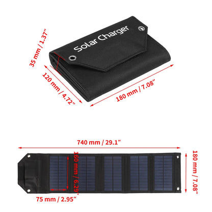 100W/80W/60W Foldable Solar Panel 5V USB Portable Folding Bag for Cell Phone Outdoor Waterproof Power Bank for Camping Hiking