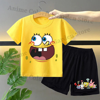 2pcs Spongebobs Squarepants Short Sleeved Shorts Set for Children