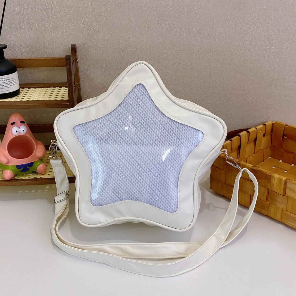 Apple Shaped Transparent Ita Bag Backpack Cute Doll Display Storage Bag for Girls Detachable Strap Casual Crossbody Backpack