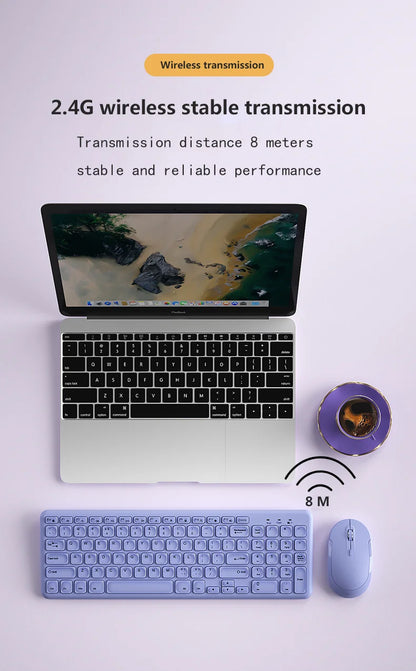 Fashion Wireless Keyboard and Mouse Combo Gamer Silent Keyboards Mouse Set Ultra Thin Office PC Ergonomic Gaming Pink Keypad