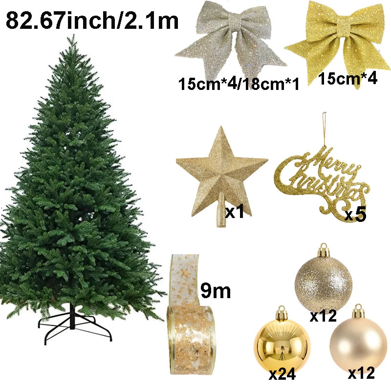 2.1/2.4/3m Christmas Tree Decoration Set Large DIY Christmas Ornaments For Trees Holiday Party Home Decor Hanging Drop Shipping