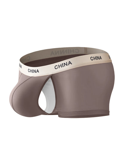 Men's Low Waist Open Front Boxer Shorts with Pouch Bulge Casual Solid Boxer Underwear