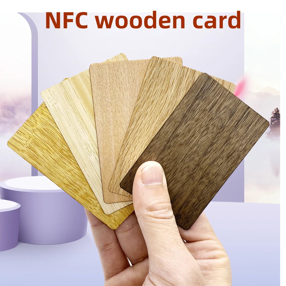 5Pcs Wooden Card NFC215 Card 13.56MHZ RFID Tag 504Bytes