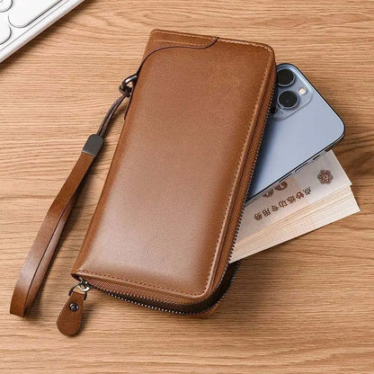 WERLLANDS Unisex Soft PU Rhombus Embossed Zipper Wallet Light Carry Daily Money Bag