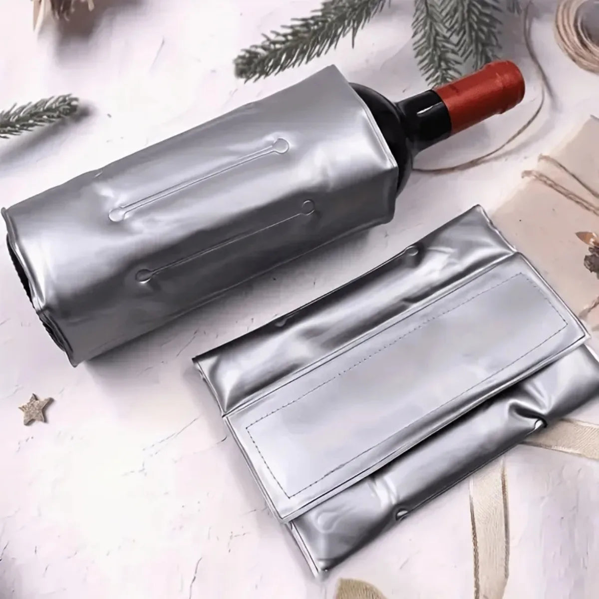 E9 Grey Insulated Wine Cooler Bag BBQ Reusable Quick Cooling PVC Tote Fits Most Bottles Keeps Wine Fresh for Picnic Party Travel