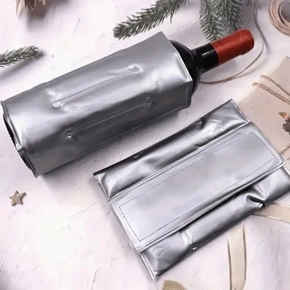 E9 Grey Insulated Wine Cooler Bag BBQ Reusable Quick Cooling PVC Tote Fits Most Bottles Keeps Wine Fresh for Picnic Party Travel