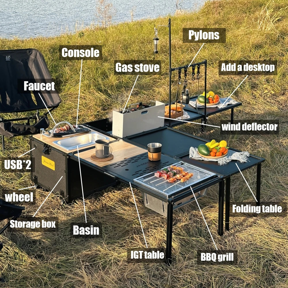Camping Outdoor Portable Mobile Kitchen Car Self Driving Tour Camping Wilderness Equipment