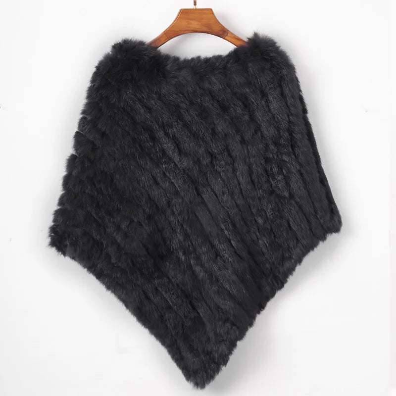 Women's Real Rabbit Fur Poncho Vest Natural Leather Winter Jacket Wrap Coat Shawl  Wedding Party Knitted Fur Vest Wholesale