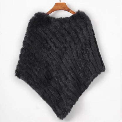 Women's Real Rabbit Fur Poncho Vest Natural Leather Winter Jacket Wrap Coat Shawl  Wedding Party Knitted Fur Vest Wholesale