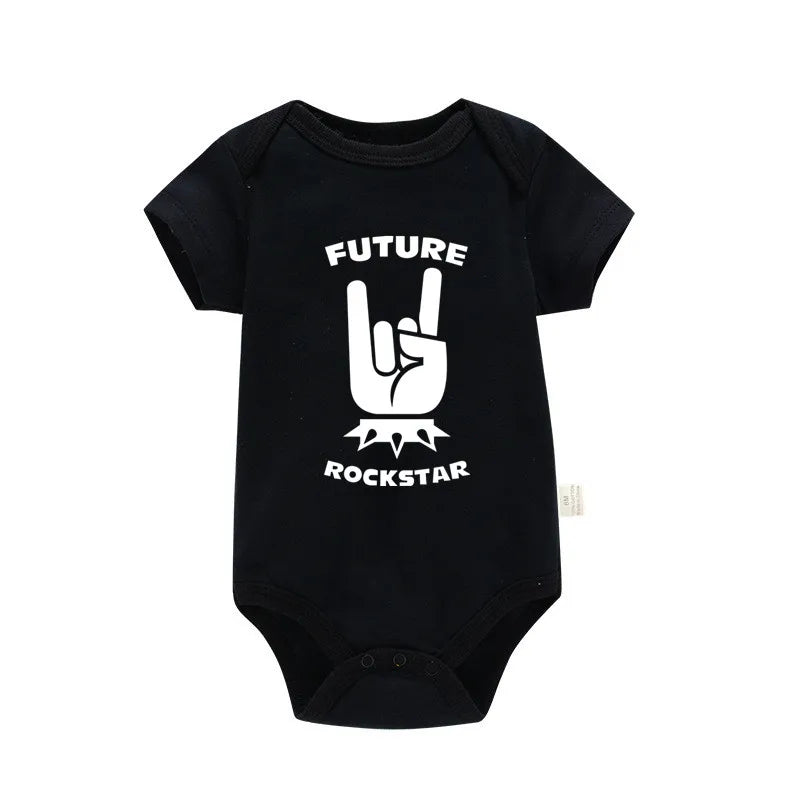 Born To Rock Newborn Baby Short Sleeve Cotton Baby Bodysuit Cute Baby Boy Clothes Jumpsuit Infant Outfit Baby Body Rock Onesie