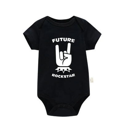 Born To Rock Newborn Baby Short Sleeve Cotton Baby Bodysuit Cute Baby Boy Clothes Jumpsuit Infant Outfit Baby Body Rock Onesie