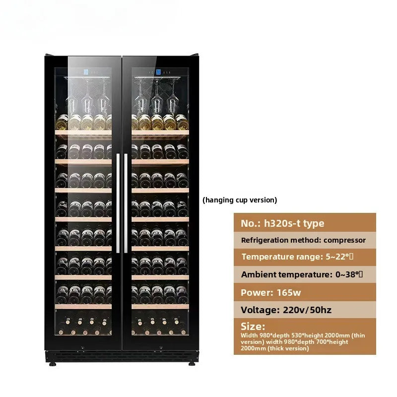 Dual-Door Dual-Zone Home Wine Cooler – Refrigerated Cabinet with Constant Temperature and Humidity Control