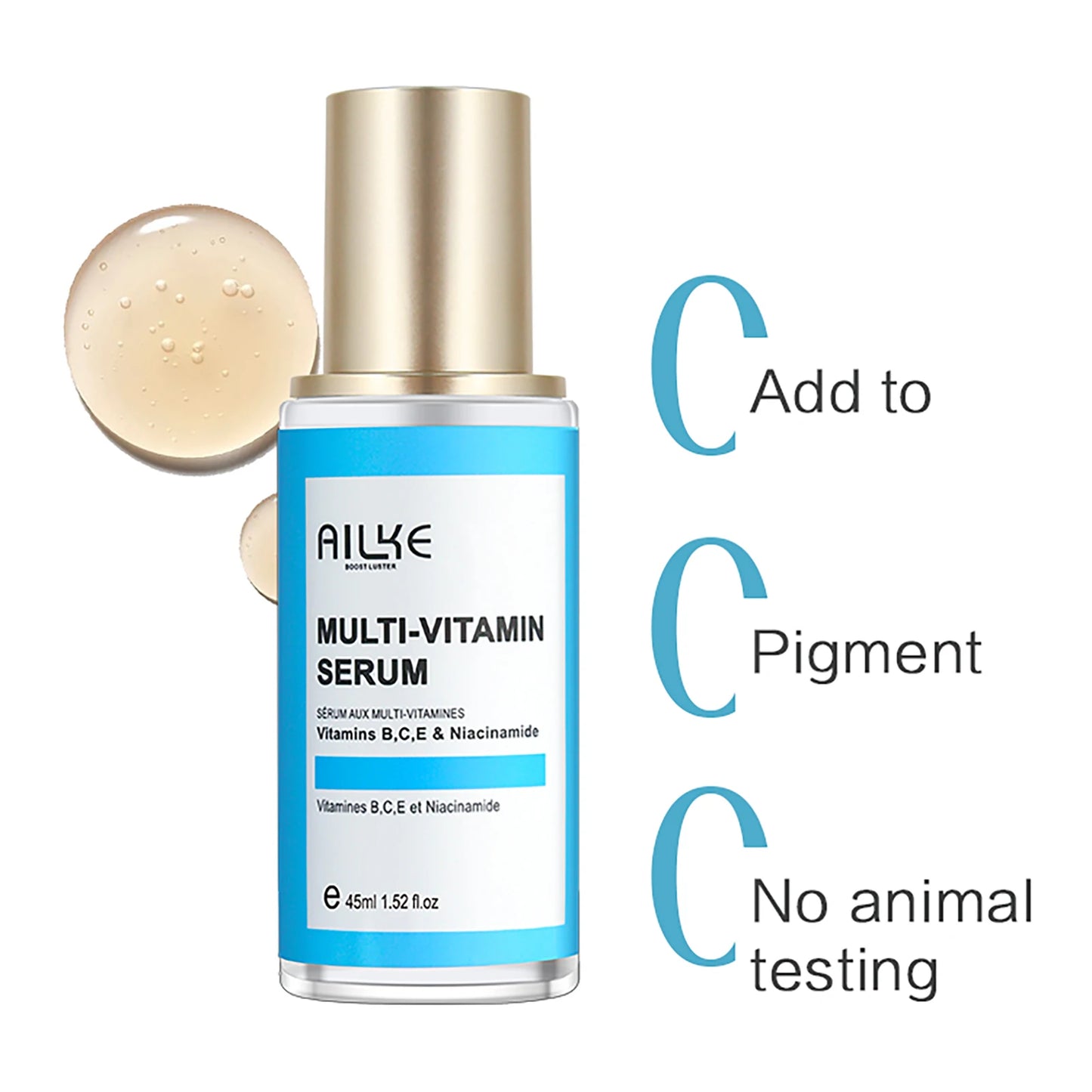 AILKE Multi Vitamin Brightening Skin Care Set, With Vitamin C E B5, Hydrating, Anti Dark Spots, Wrinkles, Even Tone for Women