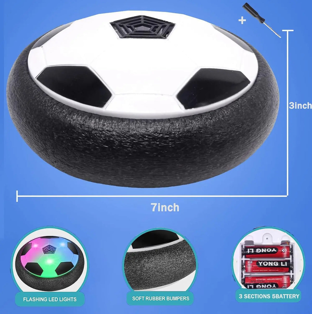 18cm LED Hover Football with Foam Buffer Electric Football Parent-child Interactive Indoor Sports Toy Children's Birthday Gift