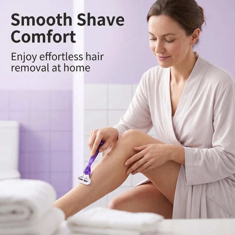Women Bikini Manual Safety Razor Hair Removal Shaving 3-Layer Stainless Steel Blade Replaceable Shaver Head