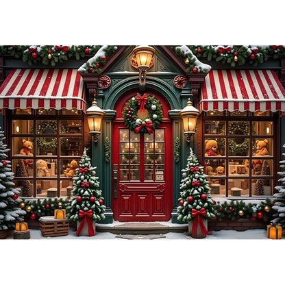 Christmas Candy Toy Store Christmas Tree Gift Theme Banner Background, Birthday Party Decoration Photography Background Cloth