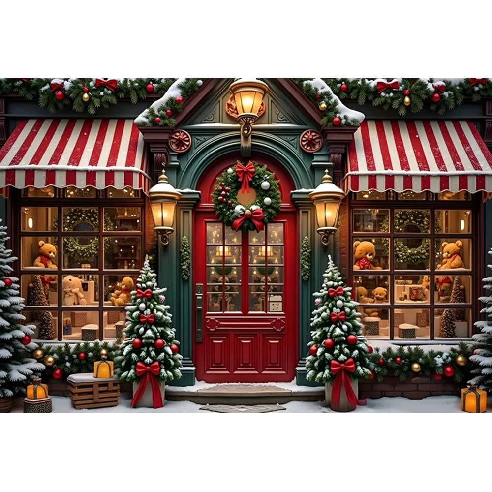 Christmas Candy Toy Store Christmas Tree Gift Theme Banner Background, Birthday Party Decoration Photography Background Cloth
