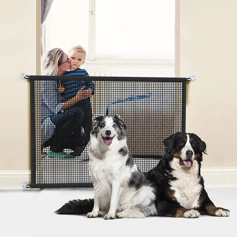 Pet Mesh Barrier Gate | Folding Breathable Mesh with Hooks | Stairs & Doorways
