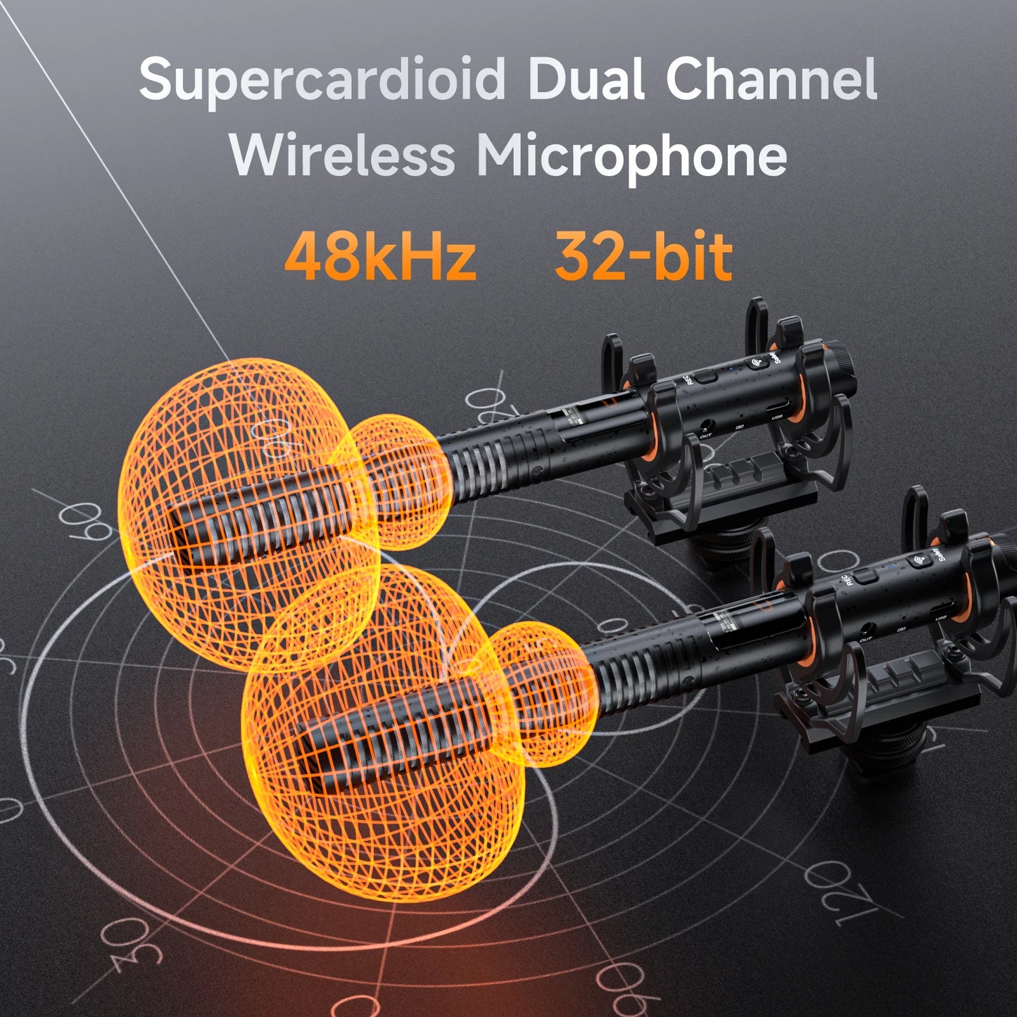 COMICA VM40 Super Cardioid 2.4G Wireless Shotgun Microphone 48kHz/32-bit 32GB Built-in Storage Mic for Camera,Smartphone,PC